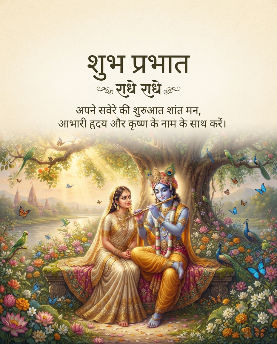 Good Morning Radha Krishna Peace Image