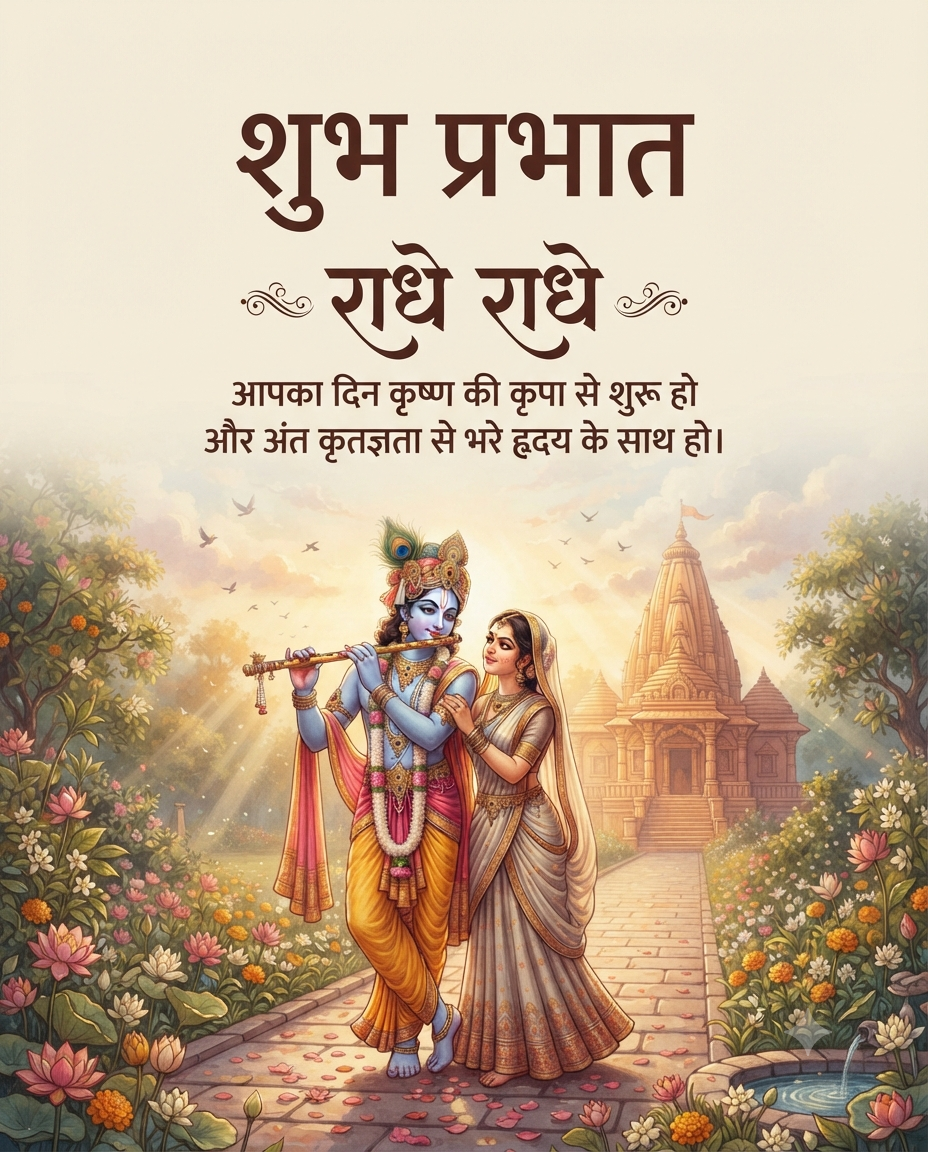 Radha Krishna Morning Prayer Image